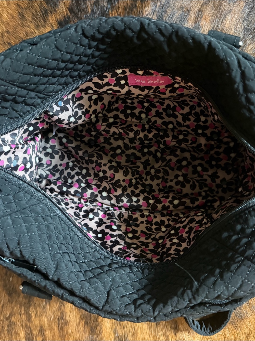 Vera Bradley Iconic 100 Handbag in Classic Black. Microfiber Purse Minimalist - Picture 7 of 8